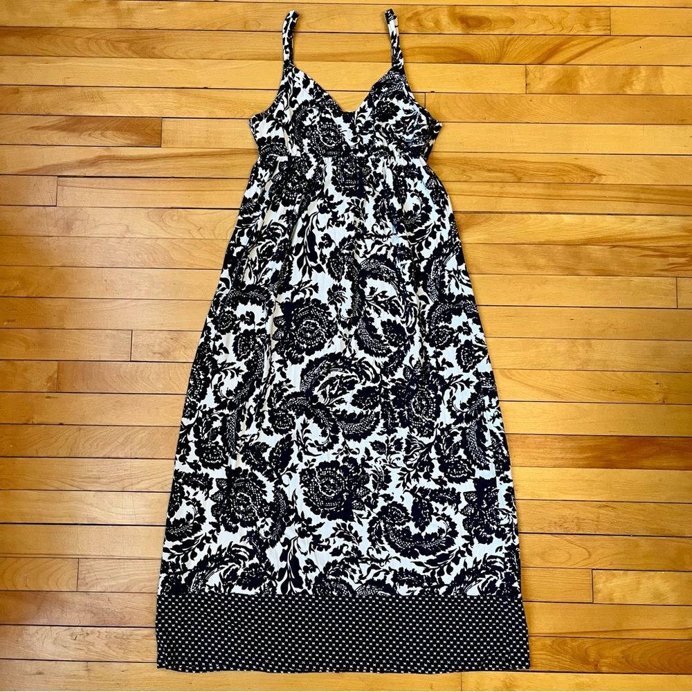 EUC Nautica Black and White Sleeveless Midi Sleep Dress